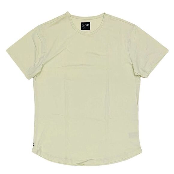 Cuts Clothing Men’s Curve Clothing Lime Green Curve-Hem Short Sleeve Crew Neck P - Picture 1 of 8